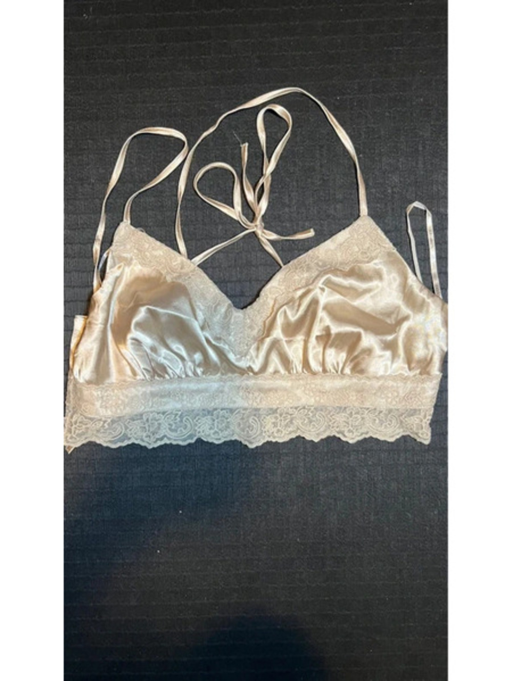 Cream lace and satin top with adjustable straps